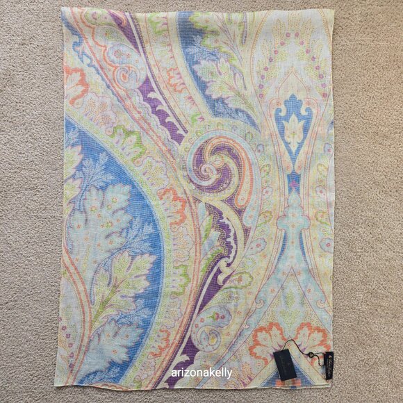 NWT Brooks Brothers Linen & Silk Oblong Scarf Lightweight Pastel - Picture 4 of 12